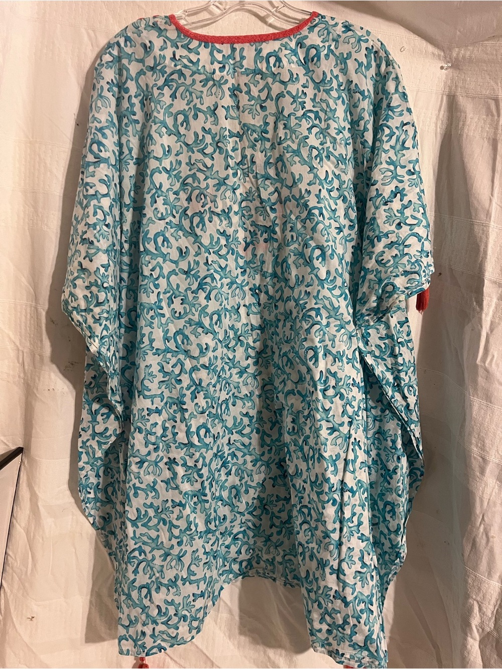 Tommy Bahama Turquoise and Coral Embroidered Tunic - Picture 4 of 4